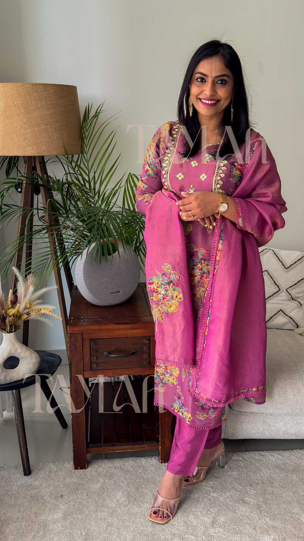 Tissue Silk Floral Suit set