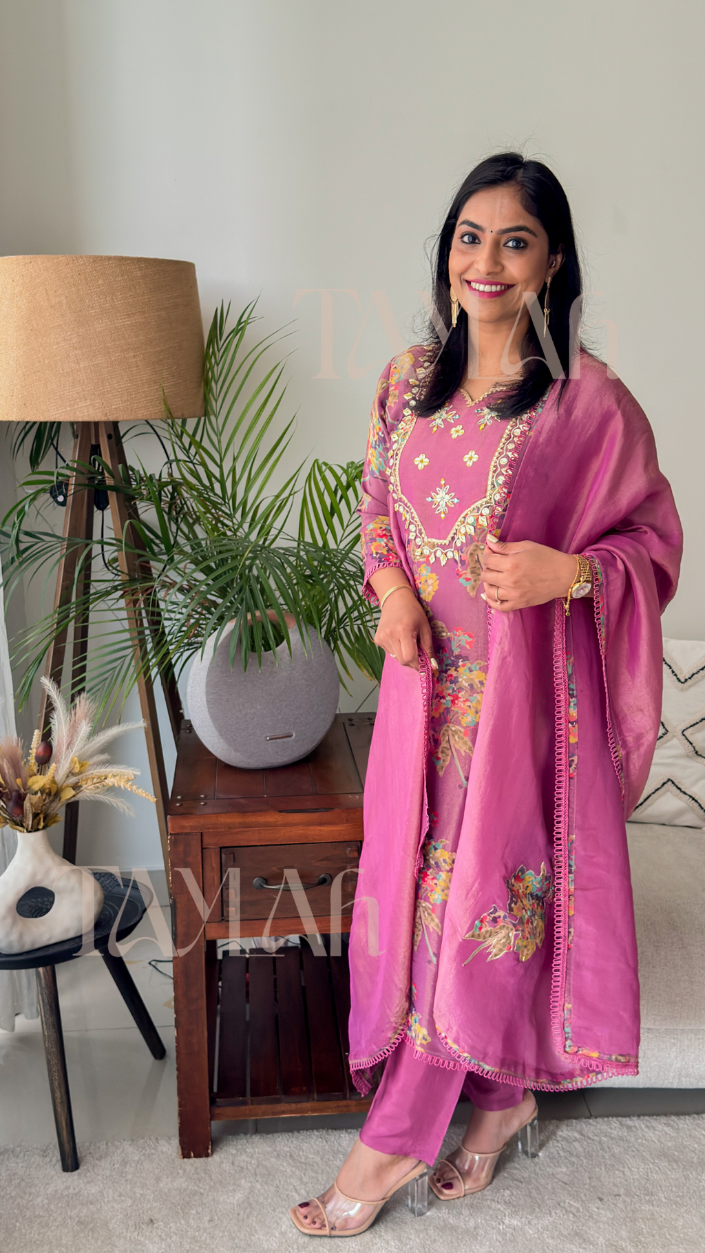 Tissue Silk Floral Suit set