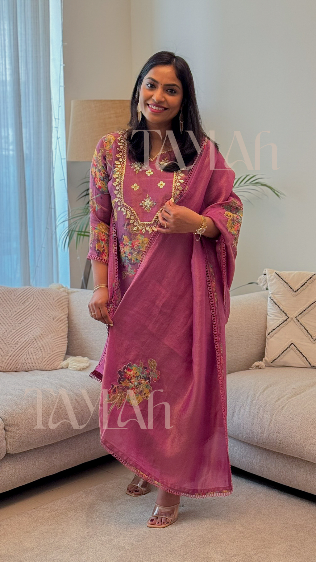 Tissue Silk Floral Suit set