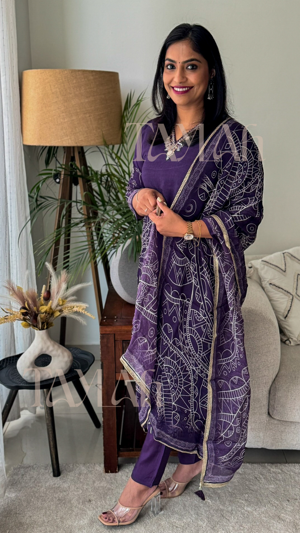 Royal  Purple Muslin Suit set