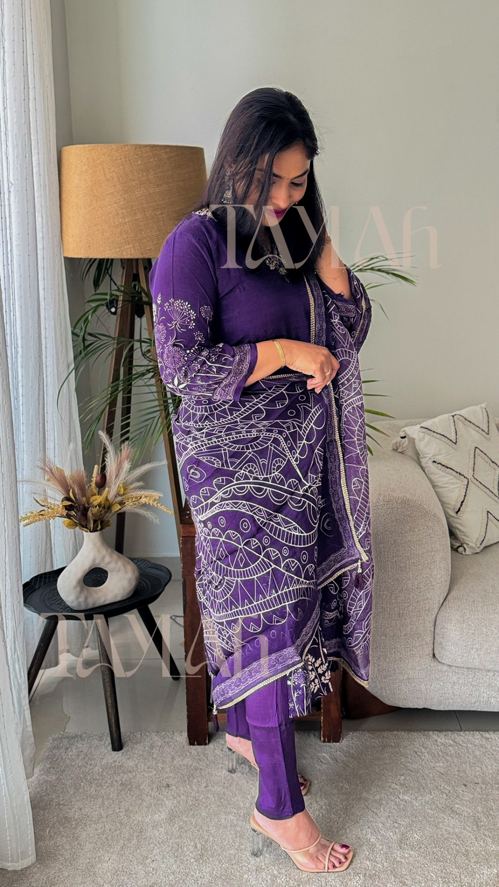 Royal  Purple Muslin Suit set