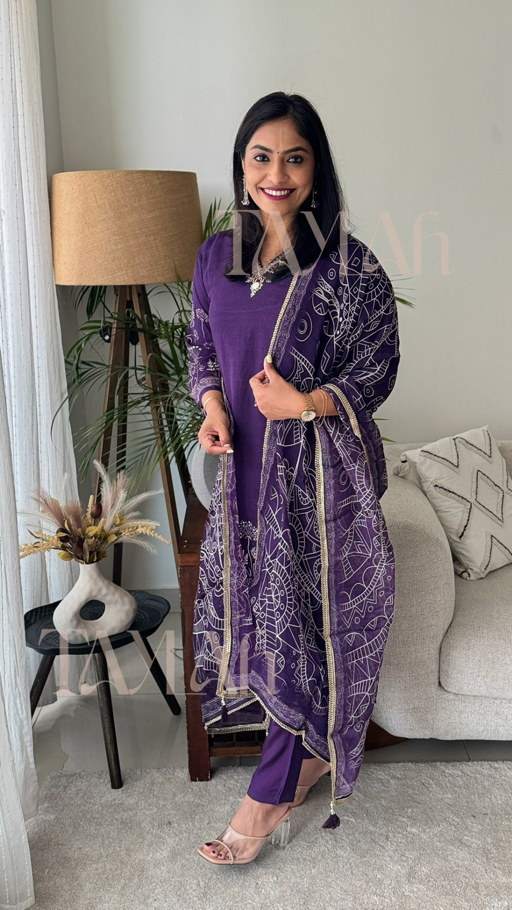Royal  Purple Muslin Suit set