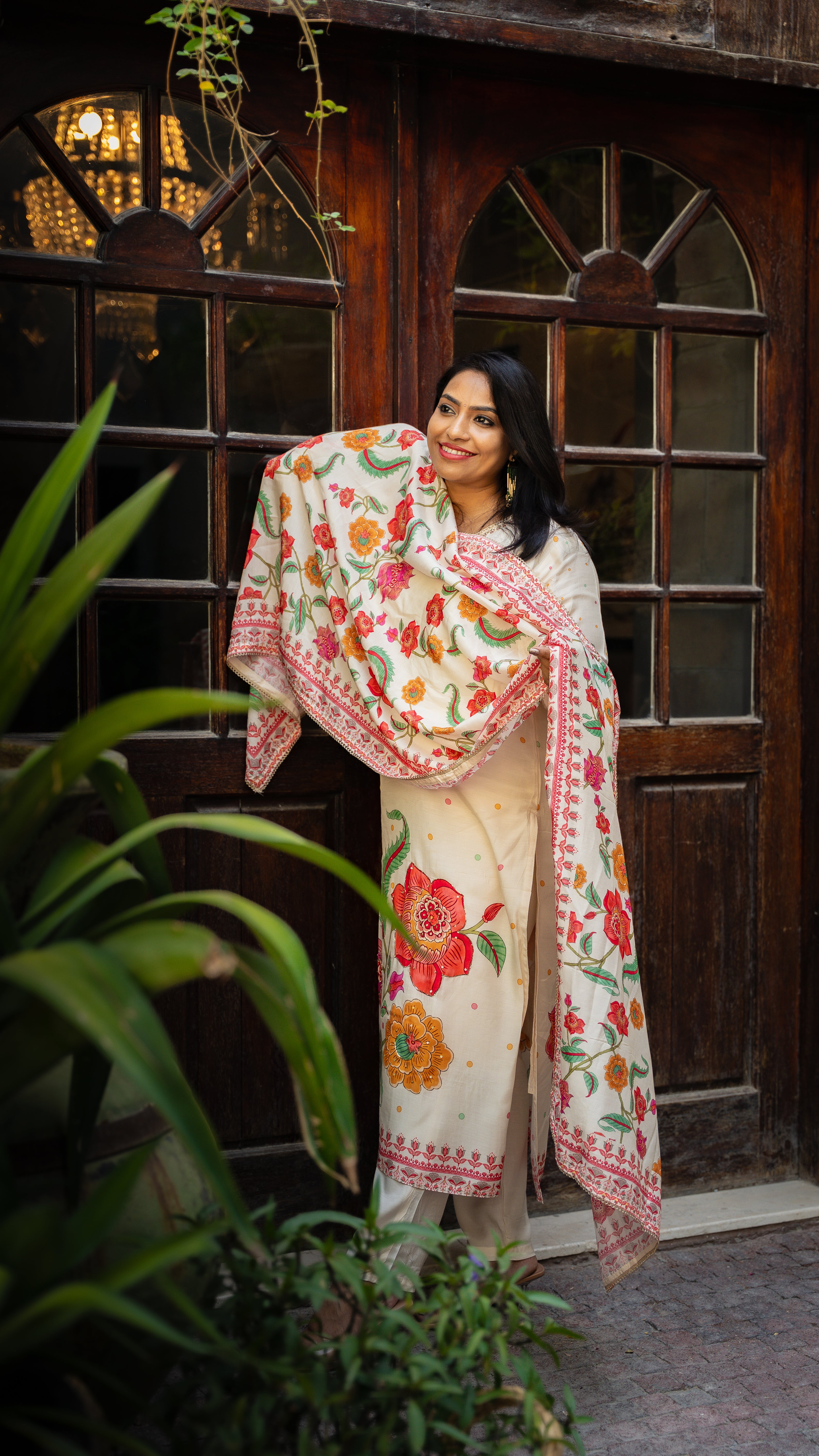 Flower Motife Muslin Suit Set