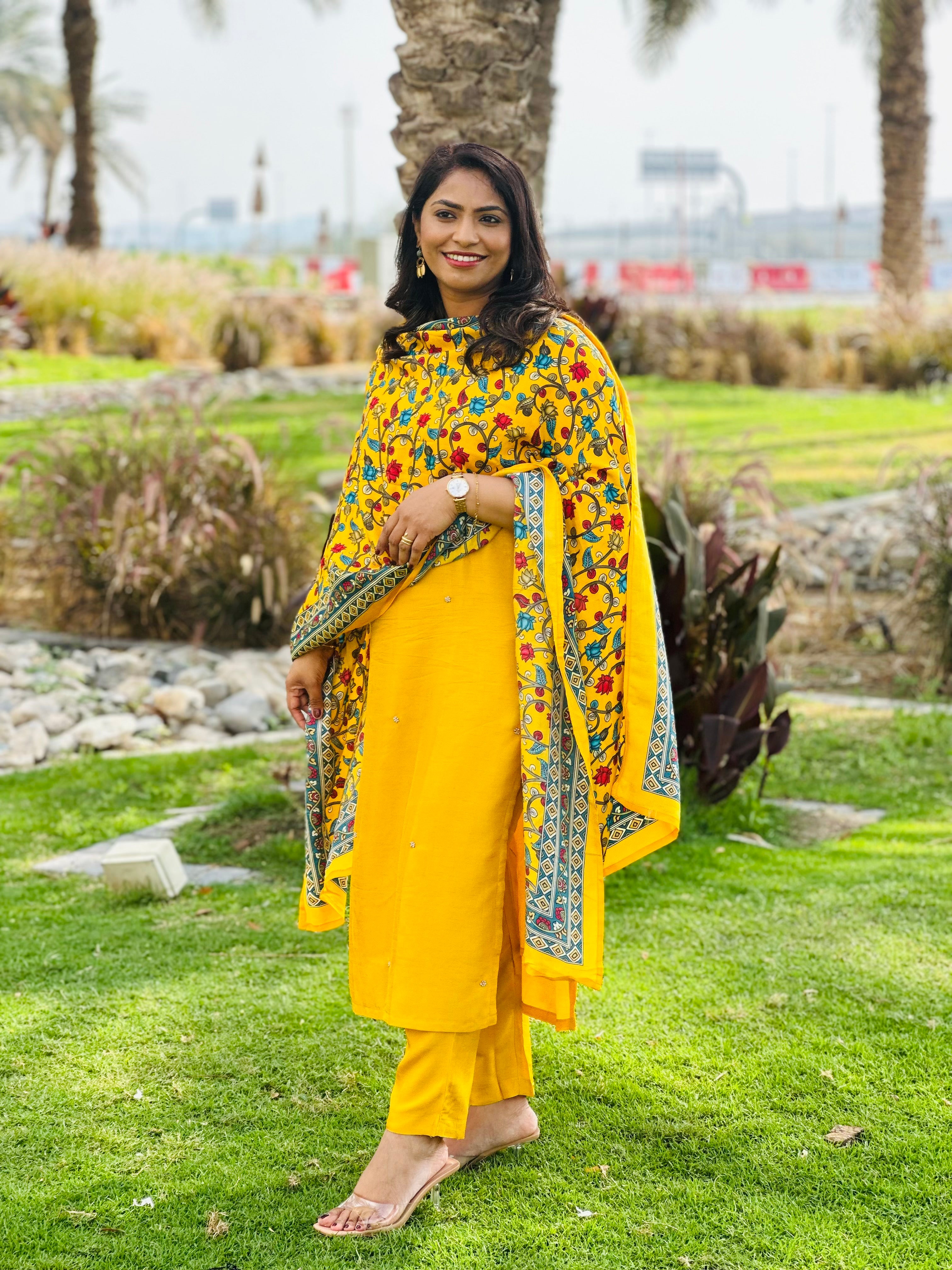 Bright Yellow - Dola Silk Suit Set
